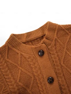 Clearance Women's Aran Cardigan Crew Neck Cable Knit Knitted Fall Winter Work Elegant Daily Long Sleeve Solid Color Women Cardigans & Outerwears