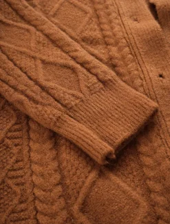 Clearance Women's Aran Cardigan Crew Neck Cable Knit Knitted Fall Winter Work Elegant Daily Long Sleeve Solid Color Women Cardigans & Outerwears