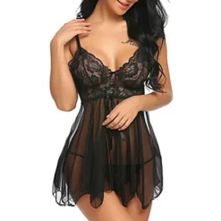Women's Babydoll & Slips Sexy Lingerie Chemises & Negligees Floral Jacquard POLY Mesh Lace Belt Included Spring & Summer Fall & Winter Black Purple / Spandex / Bow Home Outfits Women Lingerie