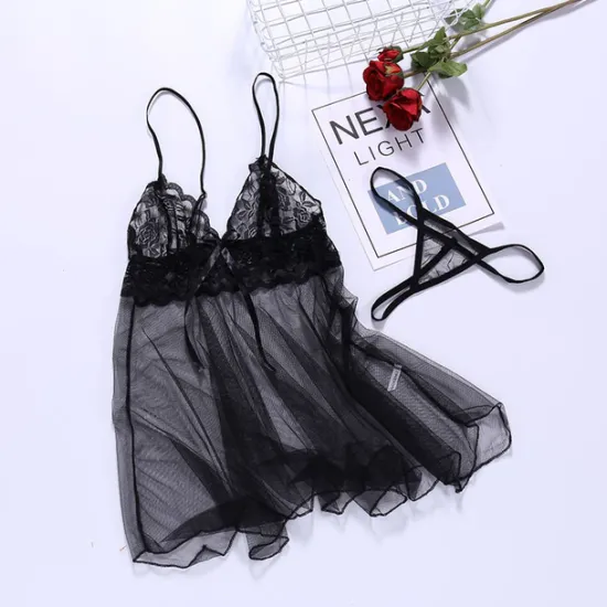 Women's Babydoll & Slips Sexy Lingerie Chemises & Negligees Floral Jacquard POLY Mesh Lace Belt Included Spring & Summer Fall & Winter Black Purple / Spandex / Bow Home Outfits Women Lingerie