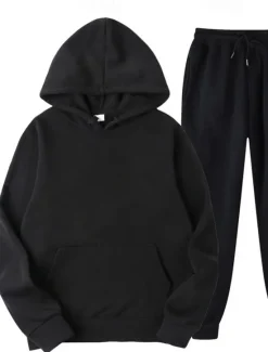 Clearance Women's Basic Hoodie Tracksuit Pants Sets Sweatpants Joggers Long Sleeve Hooded Solid Color Drawstring Valentine's Day Sports Outdoor Casual Black Yellow Pink Fall & Winter Regular Fit Women Two Piece Sets