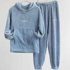 New Women's Basic Tracksuit Pants Sets Sweatshirt Pajamas Long Sleeve Hooded Solid Color Valentine's Day Casual Daily Black Blue Camel Fall & Winter Regular Fit Women Two Piece Sets