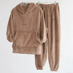 New Women's Basic Tracksuit Pants Sets Sweatshirt Pajamas Long Sleeve Hooded Solid Color Valentine's Day Casual Daily Black Blue Camel Fall & Winter Regular Fit Women Two Piece Sets