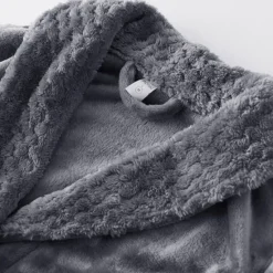 Women's Bathrobe Robes Gown Nighty 1 PCS Pure Color Warm Comfort Plush Robe Home Street Fleece Terry Warm Lapel Long Sleeve Basic Belt Included Fall Winter Home Outfits Women Pajama-Setter