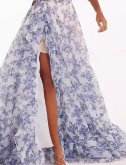 Clearance Women's Beach Dress Floral Print Asymmetrical Off Shoulder Lantern Sleeve Long Dress Maxi Dress Cute Stylish Wedding Valentine's Day Short Sleeve Summer Spring Women Cocktail Dress