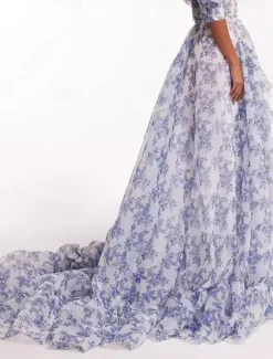 Clearance Women's Beach Dress Floral Print Asymmetrical Off Shoulder Lantern Sleeve Long Dress Maxi Dress Cute Stylish Wedding Valentine's Day Short Sleeve Summer Spring Women Cocktail Dress