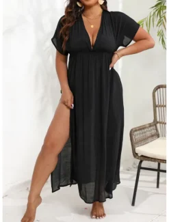 New Women's Beach Dresses Open Back Beach Wear Holiday Short Sleeves Color Women Cover Up