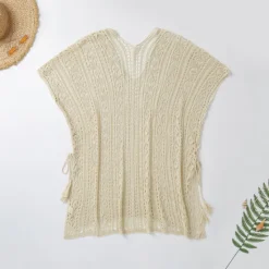Women's Beach Dresses Oversized Crochet Party Vacation Casual Short Sleeves Lake blue Black White Color Women Cover Up|White Dresses