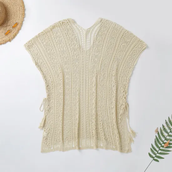 Women's Beach Dresses Oversized Crochet Party Vacation Casual Short Sleeves Lake blue Black White Color Women Cover Up|White Dresses