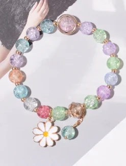 Women's Bead Bracelet Classic Flower Fashion Cute Personalized Elegant Alloy Bracelet Jewelry White / Yellow / Pink For Party Evening Sport Holiday Date Festival Women Trendy Jewelry