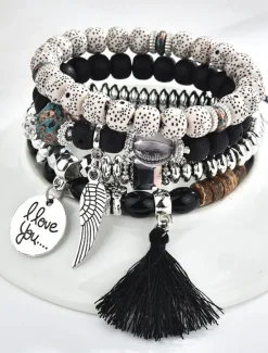 Best Women's Bead Bracelet Fancy Fashion Animal Luxury Alloy Bracelet Jewelry Black / White / Red For Party Evening Gift Birthday Women Trendy Jewelry