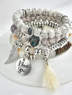 Best Women's Bead Bracelet Fancy Fashion Animal Luxury Alloy Bracelet Jewelry Black / White / Red For Party Evening Gift Birthday Women Trendy Jewelry