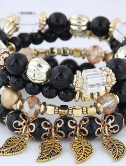 Discount Women's Bead Bracelet Fancy Fashion Wedding Birthday Elegant Personalized Alloy Bracelet Jewelry Black / White / Pink For Party Evening Gift Birthday Women Trendy Jewelry