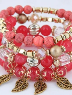Discount Women's Bead Bracelet Fancy Fashion Wedding Birthday Elegant Personalized Alloy Bracelet Jewelry Black / White / Pink For Party Evening Gift Birthday Women Trendy Jewelry