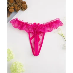 Women's Beaded Mesh Hole Sexy Jacquard G-strings & Thongs Panties Micro-elastic Mid Waist Super Sexy Lace Red Floral / Home / Apparel & Accessories Home Outfits Women Lingerie