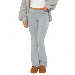 Hot Women's Bell Bottom Pants Trousers Active Fashion Streetwear Full Length Low Waist Plain Breathability Soft Comfortable Micro-elastic Outdoor Street Daily Light Gray Dark-Gray Dark Pink Black Fall Women Leggings