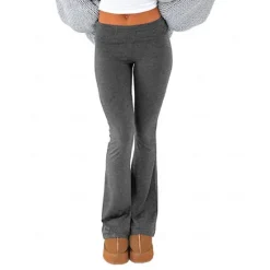 Hot Women's Bell Bottom Pants Trousers Active Fashion Streetwear Full Length Low Waist Plain Breathability Soft Comfortable Micro-elastic Outdoor Street Daily Light Gray Dark-Gray Dark Pink Black Fall Women Leggings