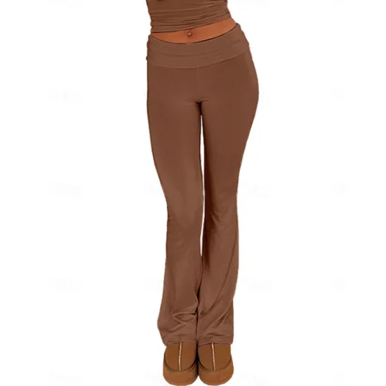 Hot Women's Bell Bottom Pants Trousers Active Fashion Streetwear Full Length Low Waist Plain Breathability Soft Comfortable Micro-elastic Outdoor Street Daily Light Gray Dark-Gray Dark Pink Black Fall Women Leggings