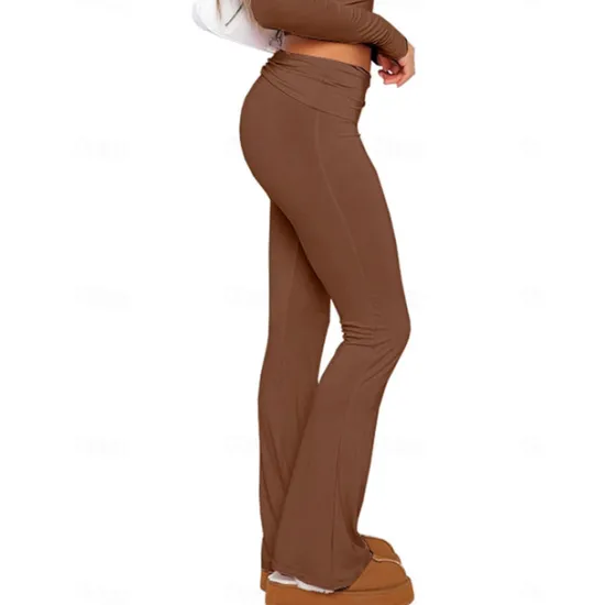 Hot Women's Bell Bottom Pants Trousers Active Fashion Streetwear Full Length Low Waist Plain Breathability Soft Comfortable Micro-elastic Outdoor Street Daily Light Gray Dark-Gray Dark Pink Black Fall Women Leggings