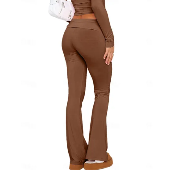 Hot Women's Bell Bottom Pants Trousers Active Fashion Streetwear Full Length Low Waist Plain Breathability Soft Comfortable Micro-elastic Outdoor Street Daily Light Gray Dark-Gray Dark Pink Black Fall Women Leggings