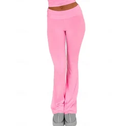 Hot Women's Bell Bottom Pants Trousers Active Fashion Streetwear Full Length Low Waist Plain Breathability Soft Comfortable Micro-elastic Outdoor Street Daily Light Gray Dark-Gray Dark Pink Black Fall Women Leggings