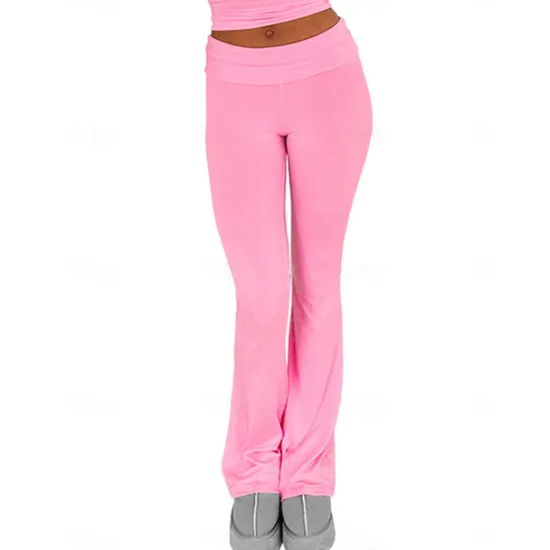Hot Women's Bell Bottom Pants Trousers Active Fashion Streetwear Full Length Low Waist Plain Breathability Soft Comfortable Micro-elastic Outdoor Street Daily Light Gray Dark-Gray Dark Pink Black Fall Women Leggings