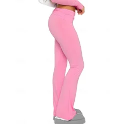 Hot Women's Bell Bottom Pants Trousers Active Fashion Streetwear Full Length Low Waist Plain Breathability Soft Comfortable Micro-elastic Outdoor Street Daily Light Gray Dark-Gray Dark Pink Black Fall Women Leggings