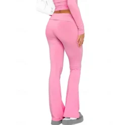 Hot Women's Bell Bottom Pants Trousers Active Fashion Streetwear Full Length Low Waist Plain Breathability Soft Comfortable Micro-elastic Outdoor Street Daily Light Gray Dark-Gray Dark Pink Black Fall Women Leggings