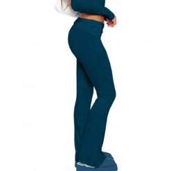 Hot Women's Bell Bottom Pants Trousers Active Fashion Streetwear Full Length Low Waist Plain Breathability Soft Comfortable Micro-elastic Outdoor Street Daily Light Gray Dark-Gray Dark Pink Black Fall Women Leggings