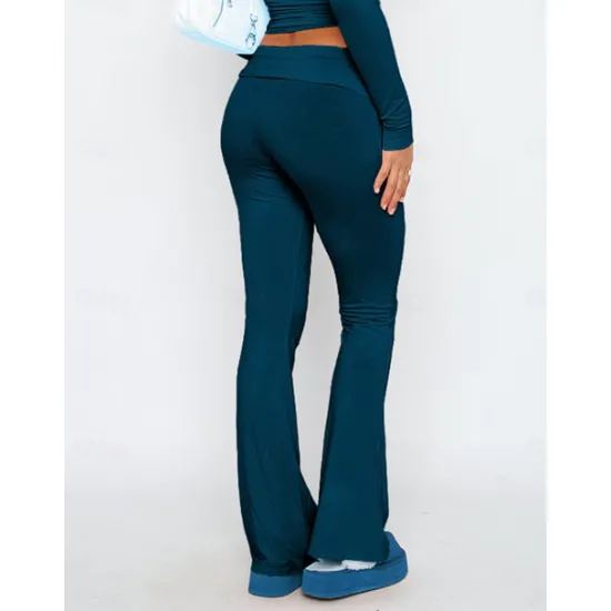 Hot Women's Bell Bottom Pants Trousers Active Fashion Streetwear Full Length Low Waist Plain Breathability Soft Comfortable Micro-elastic Outdoor Street Daily Light Gray Dark-Gray Dark Pink Black Fall Women Leggings
