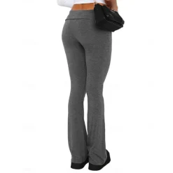 Hot Women's Bell Bottom Pants Trousers Active Fashion Streetwear Full Length Low Waist Plain Breathability Soft Comfortable Micro-elastic Outdoor Street Daily Light Gray Dark-Gray Dark Pink Black Fall Women Leggings