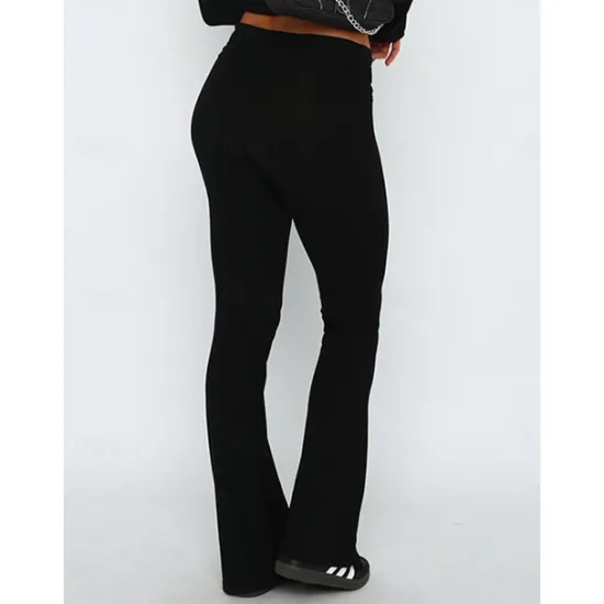 Hot Women's Bell Bottom Pants Trousers Active Fashion Streetwear Full Length Low Waist Plain Breathability Soft Comfortable Micro-elastic Outdoor Street Daily Light Gray Dark-Gray Dark Pink Black Fall Women Leggings