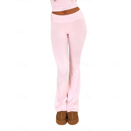 Hot Women's Bell Bottom Pants Trousers Active Fashion Streetwear Full Length Low Waist Plain Breathability Soft Comfortable Micro-elastic Outdoor Street Daily Light Gray Dark-Gray Dark Pink Black Fall Women Leggings
