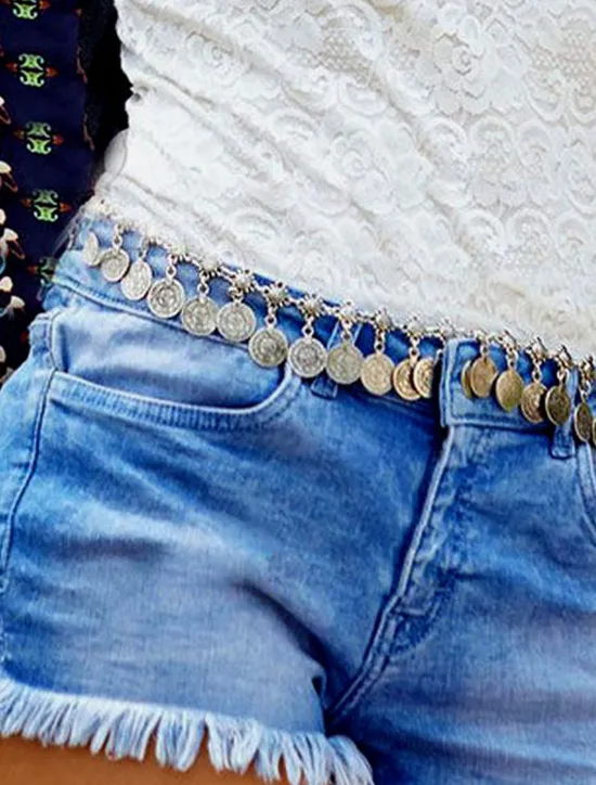 Clearance Women's Belt Alloy Silver Gold Chain Street Dailywear Date Round Dots Women Belt