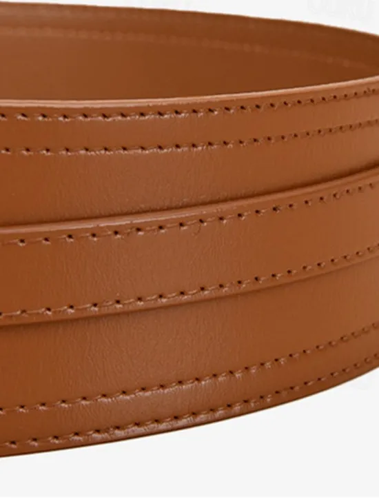 Sale Women's Belt Faux Leather White Black Camel Khaki Orange Wide Belt Outdoor Street Dailywear Holiday Pure Color / Spring / Summer / Fall / Winter Women Belt