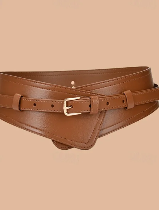 Sale Women's Belt Faux Leather White Black Camel Khaki Orange Wide Belt Outdoor Street Dailywear Holiday Pure Color / Spring / Summer / Fall / Winter Women Belt