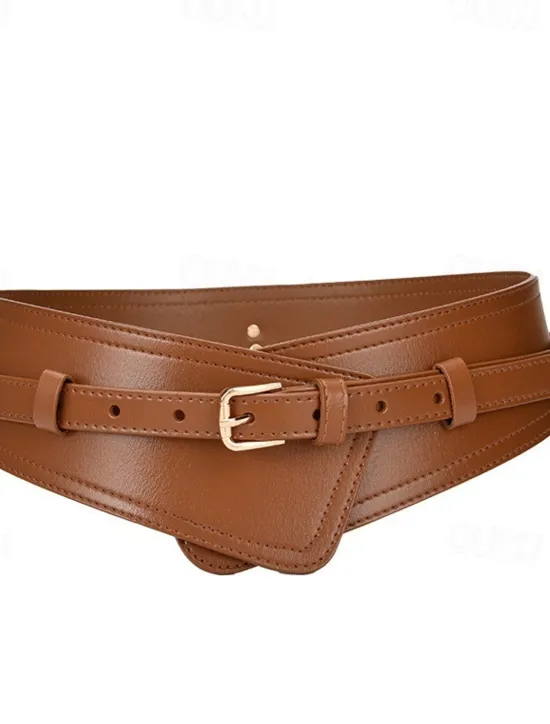 Sale Women's Belt Faux Leather White Black Camel Khaki Orange Wide Belt Outdoor Street Dailywear Holiday Pure Color / Spring / Summer / Fall / Winter Women Belt