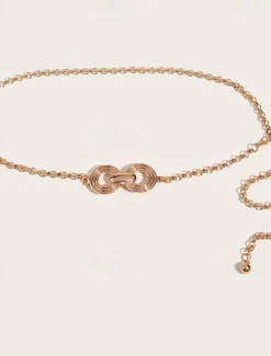 New Women's Belt Metal Alloy Champagne Gold Chain Outdoor Dailywear Daily Holiday Pure Color / Spring / Summer / Fall / Winter Women Belt