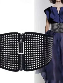 Outlet Women's Belt PU Wide Belt Street Prom Round Dots Women Belt
