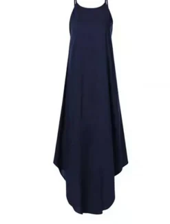 Online Women's Black Blue Orange Summer Spring Long Dress Maxi Dress Linen-Inspired Dresses Strap Dress Hot Holiday Casual vacation dresses Regular Fit Pure Color Crew Neck Women Dresses