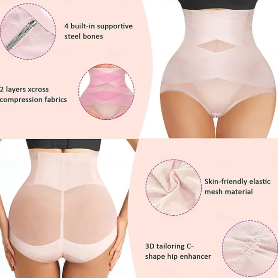Best Women's Black color Mesh High Waisted Hip Lift Up Going out Classic Skinny S Home Outfits Women Shapewear