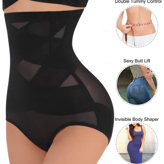 Best Women's Black color Mesh High Waisted Hip Lift Up Going out Classic Skinny S Home Outfits Women Shapewear
