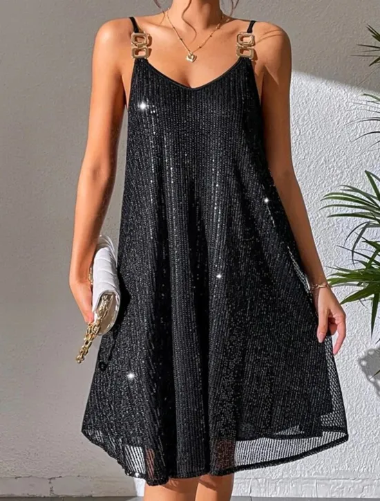 Online Women's Dress Sequin Dress Party Dress Sequins Ruched Spaghetti Strap Sleeveless Mini Dress Winter Dress Wedding Guest Fall Winter Women Cocktail Dress