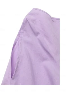 New Women's Black Light Purple khaki Summer Spring Fall Maxi Dress Cotton Linen Dresses Black Dress Vintage Dress Elegant Bohemia Fashion Puff Balloon Sleeve Vacation Office Dailywear Loose Fit Crew Neck Women Dresses