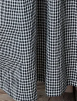 Outlet Women's Spring Fall Long Dress Maxi Dress Linen-Inspired Dresses Casual Dress Cotton Linen Dress Basic Casual Outdoor Daily Weekend Loose Fit Plaid Crew Neck Women Dresses