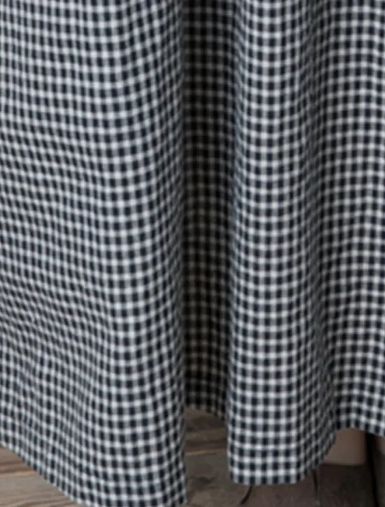 Outlet Women's Spring Fall Long Dress Maxi Dress Linen-Inspired Dresses Casual Dress Cotton Linen Dress Basic Casual Outdoor Daily Weekend Loose Fit Plaid Crew Neck Women Dresses