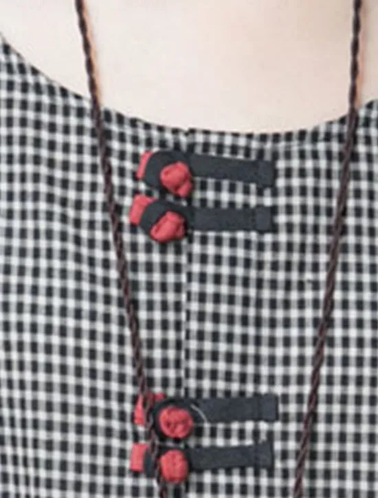 Outlet Women's Spring Fall Long Dress Maxi Dress Linen-Inspired Dresses Casual Dress Cotton Linen Dress Basic Casual Outdoor Daily Weekend Loose Fit Plaid Crew Neck Women Dresses