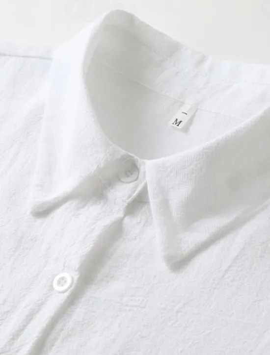 Best Women's Black White Blue Summer Spring Mini Dress Cotton Linen Dresses Shirt Dress White Cotton Dress Vacation Basic Modern Daily Weekend Loose Fit Plain Shirt Collar Women Dresses|White Dresses