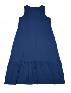 Women's Black White Navy Blue Summer Maxi long Dress Maxi Dress Linen-Inspired Dresses Tank Dress Tiered Dress Solid Basic Casual Vacation Regular Fit Crew Neck Women Dresses|White Dresses