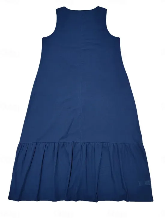Women's Black White Navy Blue Summer Maxi long Dress Maxi Dress Linen-Inspired Dresses Tank Dress Tiered Dress Solid Basic Casual Vacation Regular Fit Crew Neck Women Dresses|White Dresses